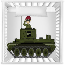 Cute Army Soldier Saluting In Tank Nursery Decor 141878959