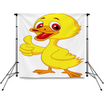 Cute Baby Duck Cartoon Thumb Up Backdrops 51838055