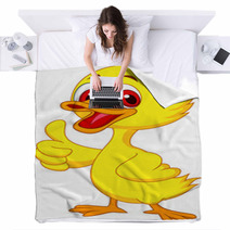 Cute Baby Duck Cartoon Thumb Up Blankets 51838055