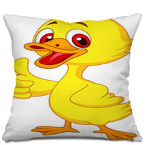 Cute Baby Duck Cartoon Thumb Up Pillows 51838055