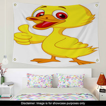 Cute Baby Duck Cartoon Thumb Up Wall Art 51838055