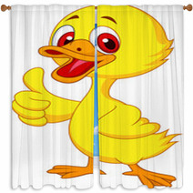 Cute Baby Duck Cartoon Thumb Up Window Curtains 51838055