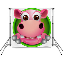 Cute Baby  Hippo Head Cartoon Backdrops 45166613