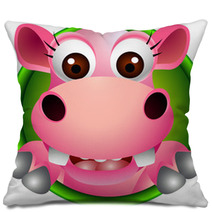 Cute Baby  Hippo Head Cartoon Pillows 45166613