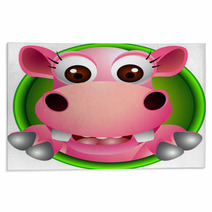 Cute Baby  Hippo Head Cartoon Rugs 45166613