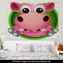 Cute Baby  Hippo Head Cartoon Wall Art 45166613