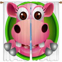 Cute Baby  Hippo Head Cartoon Window Curtains 45166613