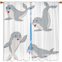 Cute Baby Seal Cartoon Window Curtains 70332299