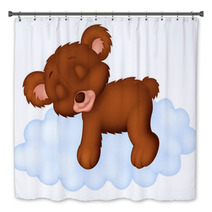 Cute Bear Sleeping On The Cloud Bath Decor 68789598