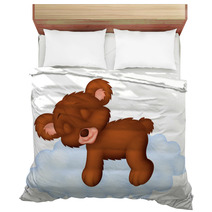 Cute Bear Sleeping On The Cloud Bedding 68789598