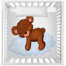 Cute Bear Sleeping On The Cloud Nursery Decor 68789598