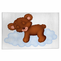 Cute Bear Sleeping On The Cloud Rugs 68789598