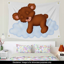 Cute Bear Sleeping On The Cloud Wall Art 68789598