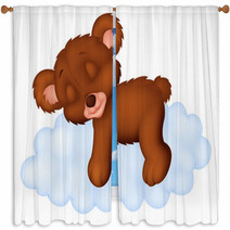 Cute Bear Sleeping On The Cloud Window Curtains 68789598