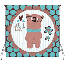 Cute Bear Teddy With Glasses Vector Illustration Backdrops 66163265