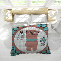 Cute Bear Teddy With Glasses Vector Illustration Bedding 66163265