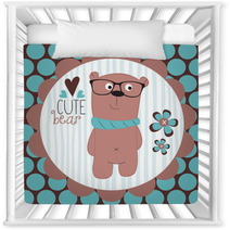 Cute Bear Teddy With Glasses Vector Illustration Nursery Decor 66163265