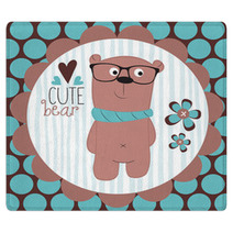 Cute Bear Teddy With Glasses Vector Illustration Rugs 66163265