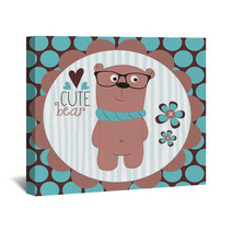 Cute Bear Teddy With Glasses Vector Illustration Wall Art 66163265