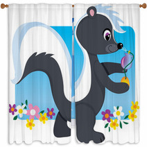 Cute Cartoon Female Skunk With Perfume Window Curtains 9710497
