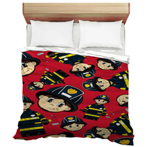 Cute Cartoon Fireman Firefighter With Axe Pattern Bedding 136639325