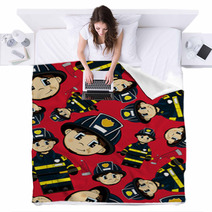 Cute Cartoon Fireman Firefighter With Axe Pattern Blankets 136639325