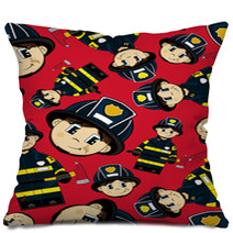 Cute Cartoon Fireman Firefighter With Axe Pattern Pillows 136639325