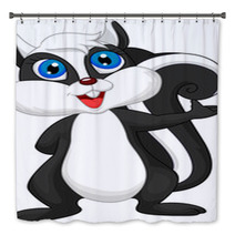 Cute Cartoon Skunk Waving Bath Decor 64134862