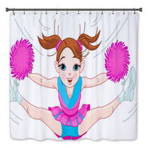Cute Cheerleading Girl Jumping In Air Bath Decor 25561542