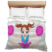 Cute Cheerleading Girl Jumping In Air Bedding 25561542