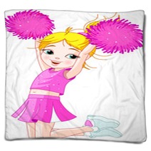 Cute Cheerleading Girl Jumping In Air Blankets 25086749