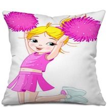 Cute Cheerleading Girl Jumping In Air Pillows 25086749