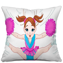 Cute Cheerleading Girl Jumping In Air Pillows 25561542