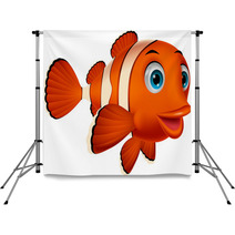 Cute Clown Fish Cartoon Backdrops 52528156