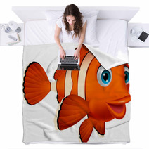 Cute Clown Fish Cartoon Blankets 52528156