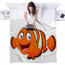 Cute Clown Fish Cartoon Blankets 63911282
