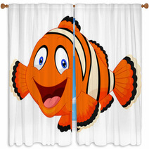 Cute Clown Fish Cartoon Window Curtains 63911282