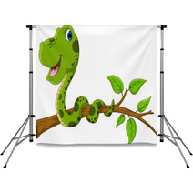 Cute Green Snake Cartoon Backdrops 53860513