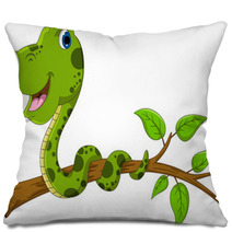 Cute Green Snake Cartoon Pillows 53860513