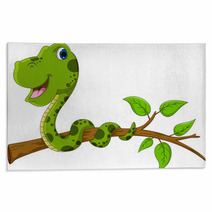Cute Green Snake Cartoon Rugs 53860513