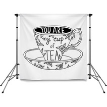 Cute Hand Drawn Tea Cup With Lettering Backdrops 68246433