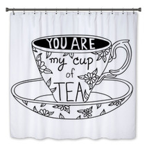 Cute Hand Drawn Tea Cup With Lettering Bath Decor 68246433