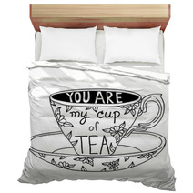 Cute Hand Drawn Tea Cup With Lettering Bedding 68246433