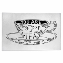 Cute Hand Drawn Tea Cup With Lettering Rugs 68246433