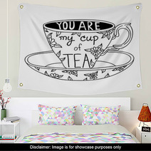 Cute Hand Drawn Tea Cup With Lettering Wall Art 68246433