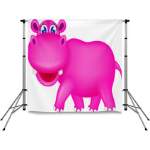 Cute Hippo Cartoon Backdrops 47910917