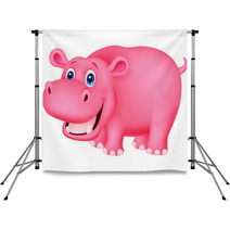 Cute Hippo Cartoon Backdrops 67014074