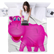 Cute Hippo Cartoon Blankets 47910917