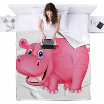 Cute Hippo Cartoon Blankets 67014074