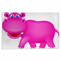 Cute Hippo Cartoon Rugs 47910917